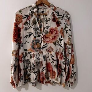 LOFT Poppy Bloom Floral Blouse Womens XSmall